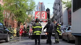 [ Manhattan 10-75 Box 1404 ] USPS Truck Blocks Hydrant - All-Hands Fire in Brownstone Cellar