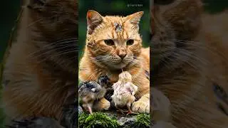 Heartbreaking Scene: Cat Protects Baby Chicks in the Cold Rain 🌧️💔😿 #sadstory #cat
