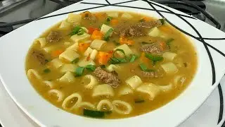 SOPA DE CARNE COM CREME DE BATATAS