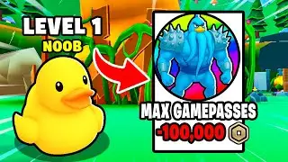 Starting Over as a NOOB Buying MAX Gamepasses in Duck Evolution! (Roblox)