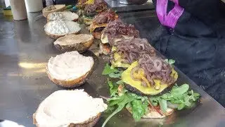 Huge Vegan Burgers Seen and Tasted in London. Street Food of Borough Market