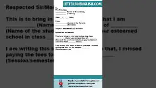 Sample Letter from Parents for Payment of Fees