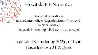 PEN dodjela nagrade Tonko Maroević 28 11 2025