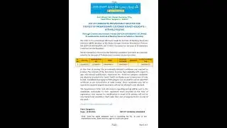 CANARA BANK RECRUITMENT: CANDIDATES SELECTED FOR POST OF PROBATIONARY CUSTOMER SERVICE ASSOCIATE