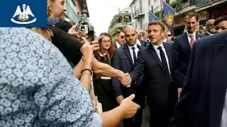 President Macron of France visits Louisiana's French Quarter