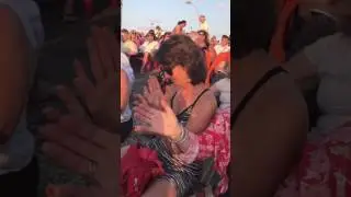 Service at the beach, audience shares with they are thankful for