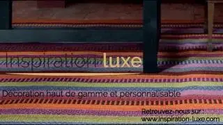 Tapis ray&eacute; design multicolore couleurs vives fait main, 100% laine par Ligne Pure