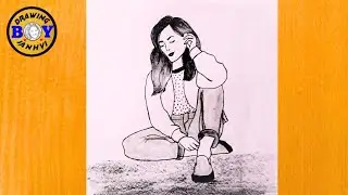 How to Draw a Beautiful Girl sitting on Floor _ Girl Taking a Photo _ Pencil drawing for beginner 