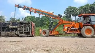Hydra crane heavy loaded 15 ton container gadi palti Mar Gaya