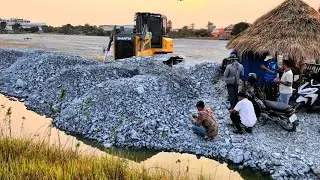 OMG Huge Projectly Dozer DH17C3 Skill For Building The Water Using Stones For Fill Landfill Pushing