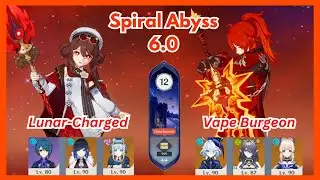 LV.100 Diluc Retriburgeon + Hu Tao Lunar-Charged | 6.0 Spiral Abyss Floor 12 Mobile | Genshin Impact