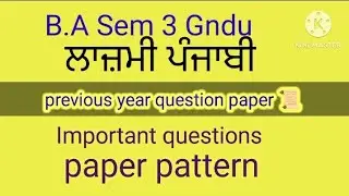 Punjabi #sem3 #previouspaperptactise #gndu #exsplorepage #subscribe 