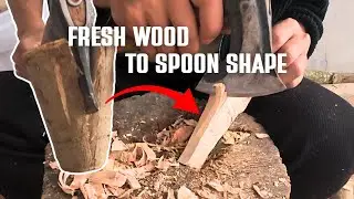 From Fresh Wood to Spoon Shape | Silent Carving