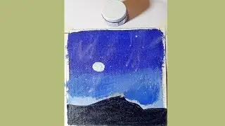 Easy Night Sky Painting ||Poster colour painting 