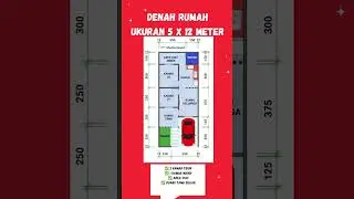 Denah Rumah 5x12 Meter | 2 Kamar Tidur, Taman, Parkir Mobil & Motor, Dapur Lengkap!
