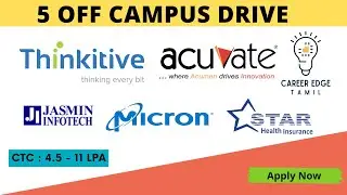 Thinkitive |Acuvate | Jasmin Infotech| Micron | Star health | Tips to crack drive |Career Edge Tamil