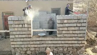 Building a Village Room with Mud, Stone and Blocks | Traditional Rural Construction