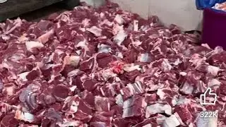 How To Cut Buffalo Meat Into Pieces / Beef Meat Cutting By Expert Butcher / MK Cutting Skills