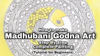 Madhubani Painting | Godna Style | Folk Art Form | Tribal Art in Hindi & Eng Tutorial for Beginners