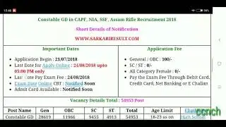 SSC GD recruitment 2018 (full notification & Age Limit , Qualification)