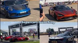 CRAZY Supercar launches down a runway! 765lt, GT3 RS, Ferrari 296 GTB And a Tesla 🤔