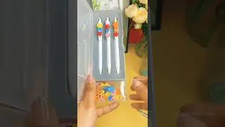 Let's Review This Latest Transparent Geometry Box With Cute Flower Pen😍#stationery #geometry #shorts
