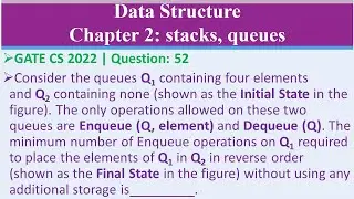 GATE CS 2022 | Q52:Рассмотрите очереди Q1, содержащие четыре элемента, и Q2, не содержащие ни одн...