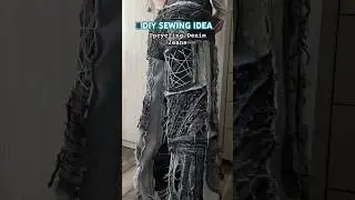 🧵🪡Upcycling Denim Jeans | DIY Sewing Idea 💡 #craftshorts #sewing #upcycling #denim #design #diy