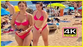 Spain Beach Walk - August 2022 - Costa Brava - Lloret de Mar 4K Ultra HD