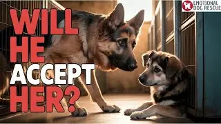 German shepherd Meets Completely Shut Down Rescue for the First Time