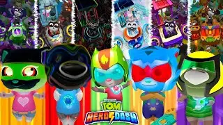 Talking Tom Hero Dash - Four World Full Raccoons Bosses Battle Vs Heroes Diamond Outfits Survival