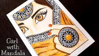 How To Draw Beautiful Traditional Girl with Mandala Art /Zentangle Art || Easy to Draw ||