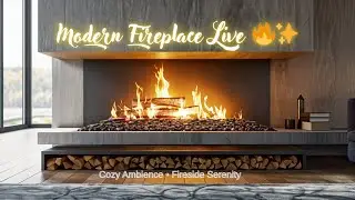 Modern Fireplace Live 🔥✨ | Cozy Minimalist Ambience with Crackling Fire
