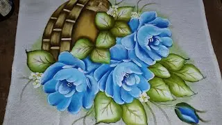 Tutorial pintando esse lindo cesto de rosas azuis🩵