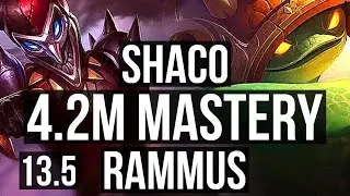 SHACO vs RAMMUS (JNG) | 4.2M mastery, 7/1/6, 1300+ games, Rank 9 Shaco | KR Grandmaster | 13.5