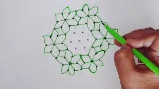 simple rose kolam design with dots | easy muggulu | daily rangoli | flower rangoli 