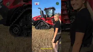Young Lady Driving Heavy Tractor Machine 💪