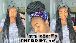 MUST SEE AMAZON HEADBAND WIGS! ON THE GO CHEAP HEADBAND WIGS + HEADBANDS ATTACHED!