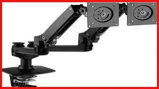 Amazon Basics Dual Monitor Stand, Lift Engine Arm Mount, Black