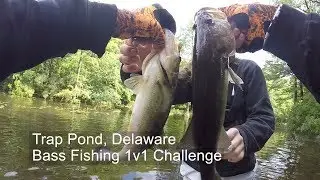 Trap Pond Delaware Bass Fishing, (1v1 Challenge)