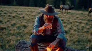 Cowboy by the fire