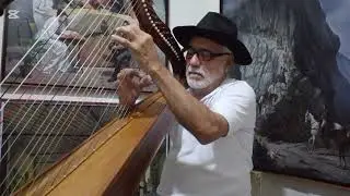 A LO LLANERO.   Mujer pirite&ntilde;a.  Arpa, JOS&Eacute; VARGAS SANQUIS.