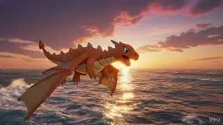 23. Dragonite - Flying Over Ocean Sunset
