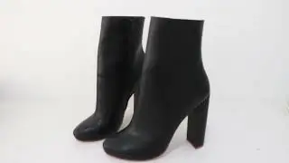Sorbern Black Matt Ankle Boots Real Leather 16CM Block Heel 1cm Platform Booties