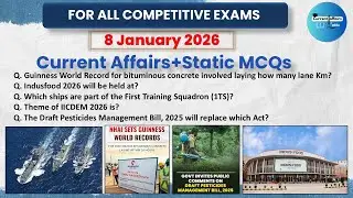 8 January 2026 Current Affairs MCQs | Current Affairs Today | Daily current affairs 2026