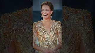 STUNNING Princess Catherine in a Dazzling Gold Bond Premiere Dress✨