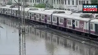 Maharashtra: Waterlogging Seen At Railway Tracks Following Heavy Rainfall In Mumbai Earlier Today