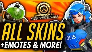 Overwatch | ALL SKINS , EMOTES & VOICE LINES - Anniversary 2019 Event