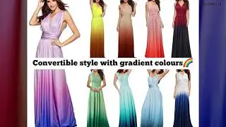 Gradient colours convertible style bridesmaid dresses 🌈 #bridesmaiddresses #convertibledress