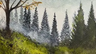 Watercolor Magic: Foggy Mountain Pathway Step-by-Step